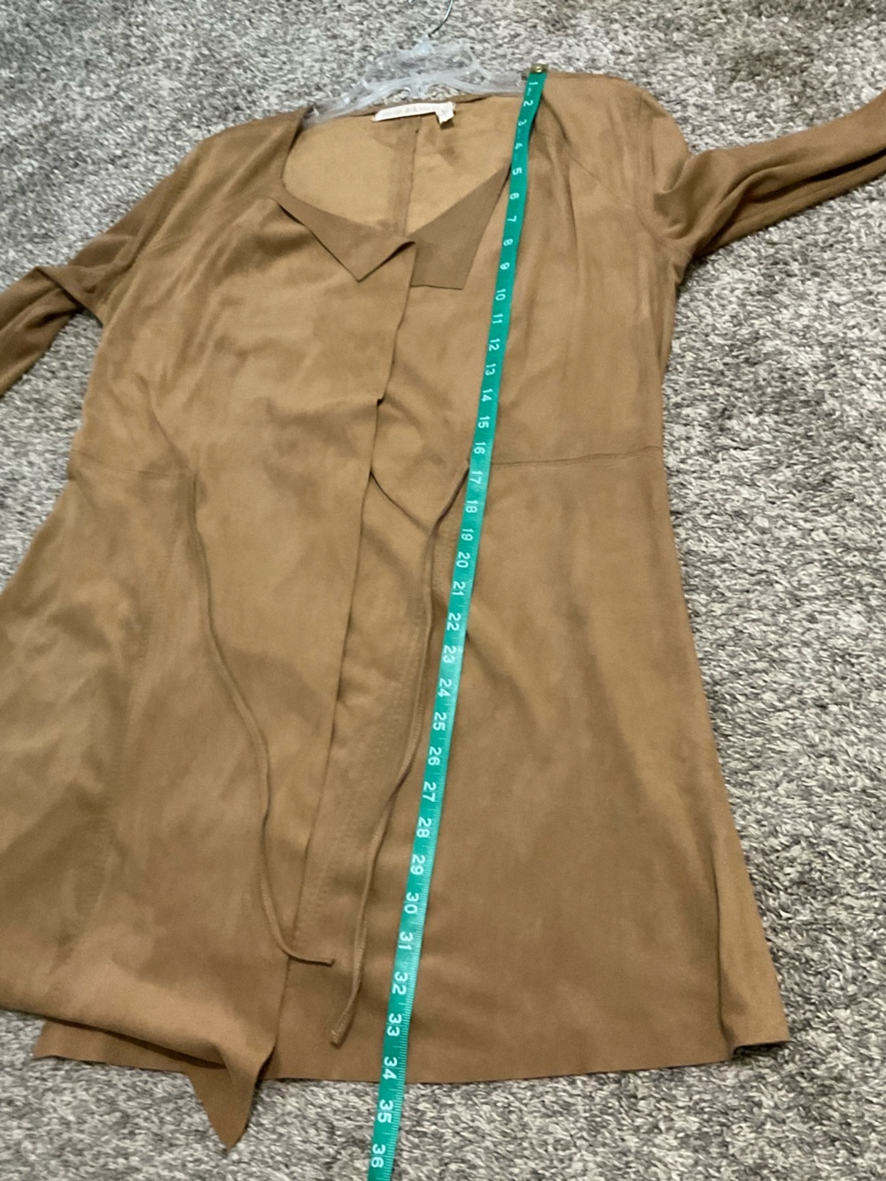 Chelsea & Violet Suede-Look Open Front Jacket in Camel Brown Large - Picture 8 of 8